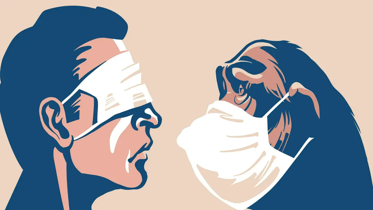 Man and Monkey in Masks